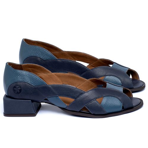 Sandália   Laranja Lima Shoes Classic Salto de 4 cm em Couro Azul - Codigo - 157051