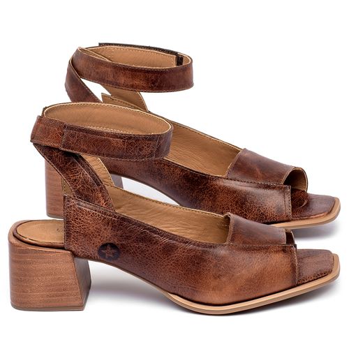 Sandália   Laranja Lima Shoes Classic Salto de 5 cm em Couro Marrom - Codigo - 9500