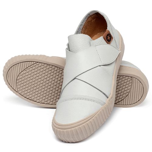 Tênis   Cano Baixo em Couro Off-White - Codigo - 153066