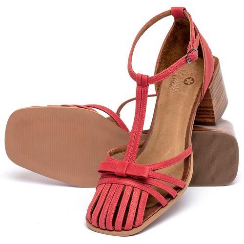 Sandália   Laranja Lima Shoes Classic Salto de 5 cm em Couro Vermelho - Codigo - 3997