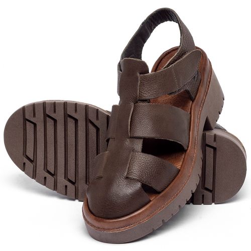 Sandália   Boho Salto de 5 cm em Couro Café - Codigo - 153032