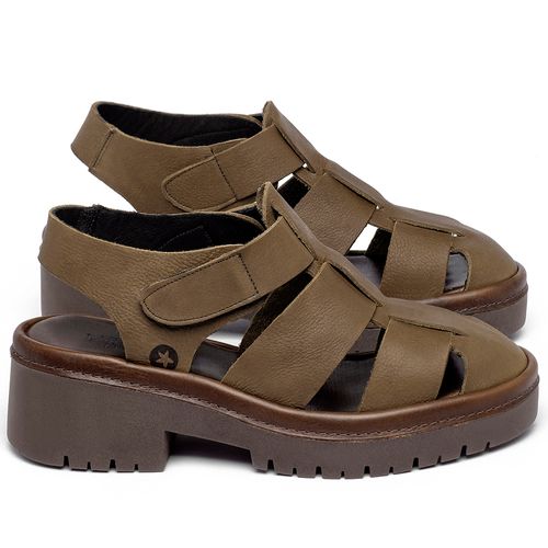 Sandália   Boho Salto de 5 cm em Couro Caramelo - Codigo - 153032