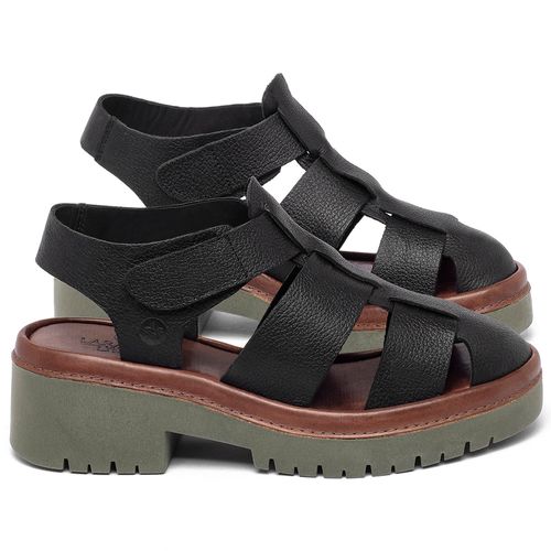 Sandália   Boho Salto de 5 cm em Couro Preto - Codigo - 153032