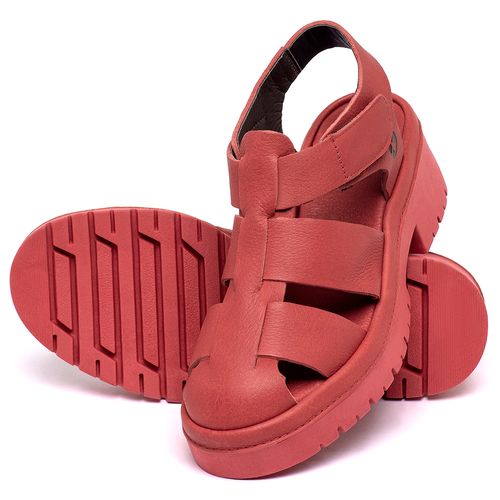 Sandália   Boho Salto de 5 cm em Couro Vermelho - Codigo - 153032