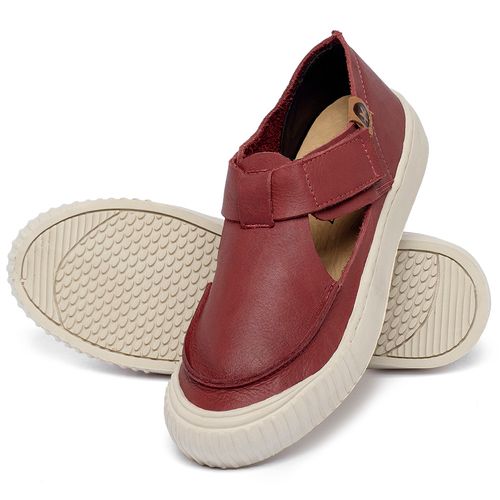 Tênis   Cano Baixo em Couro Vermelho - Codigo - 153044