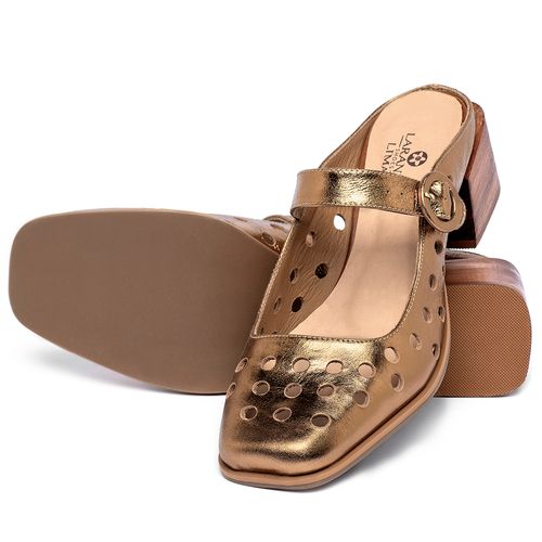 Scarpin   Bico Quadrado Salto de 4 cm em Couro Metalizado - Codigo - 9645