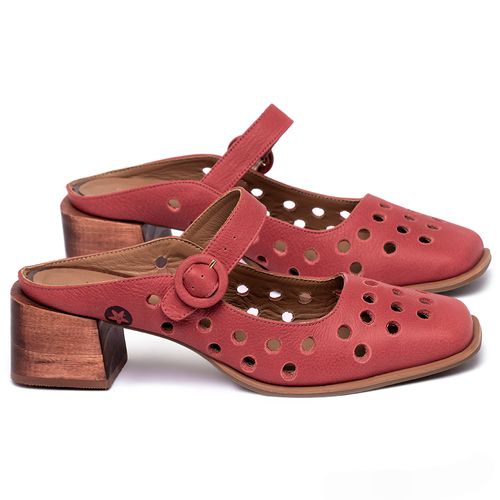 Scarpin   Bico Quadrado Salto de 4 cm em Couro Vermelho - Codigo - 9645