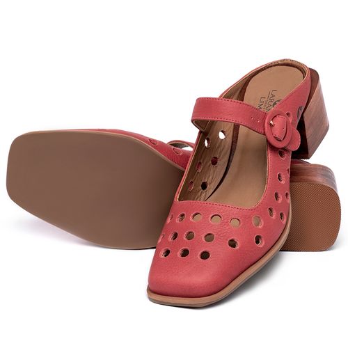Scarpin   Bico Quadrado Salto de 4 cm em Couro Vermelho - Codigo - 9645