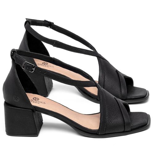 Sandália   Laranja Lima Shoes Classic Salto de 5 cm em Couro Preto - Codigo - 9649