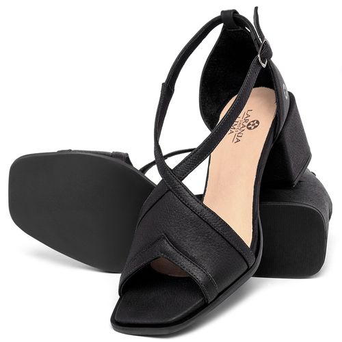Sandália   Laranja Lima Shoes Classic Salto de 5 cm em Couro Preto - Codigo - 9649