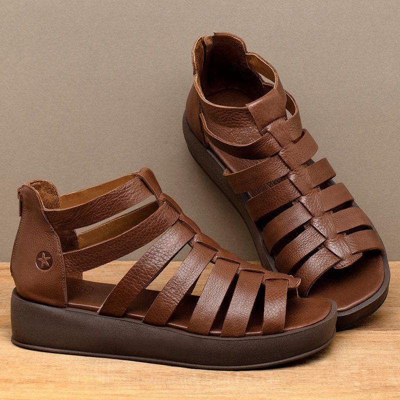 Laranja_Lima_Shoes_Sapatos_Femininos__-Sandalia---Boho-Salto-de-Fechado-em-Couro-Marrom---Codigo---3911_3