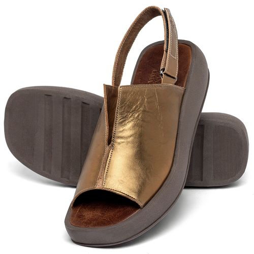 Sandália   Boho Salto de 4 cm em Couro Metalizado - Codigo - 3917