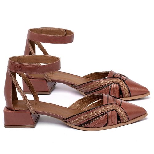 Scarpin   Bico Fino Salto de 3 cm em Couro Terracota - Codigo - 3945