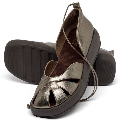 Sandália   Boho Salto de 4 cm em Couro Metalizado - Codigo - 3972