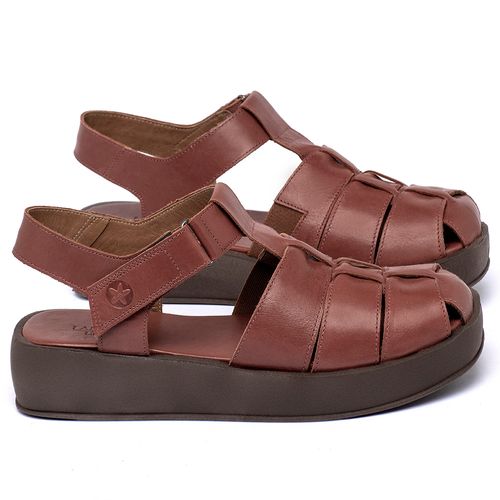 Sandália   Boho Salto de 4 cm em Couro Terracota - Codigo - 3973