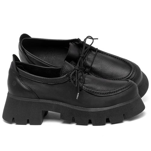 Mocassim Salto de 5 cm em Couro Preto - Codigo - 152025
