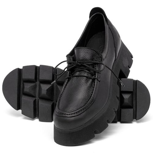 Mocassim Salto de 5 cm em Couro Preto - Codigo - 152025