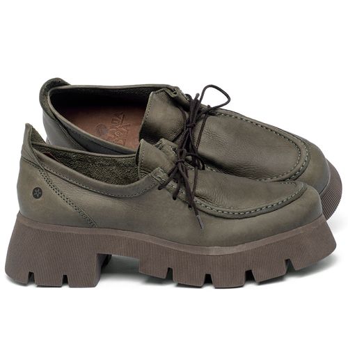 Mocassim Salto de 5 cm em Couro Musgo - Codigo - 152025