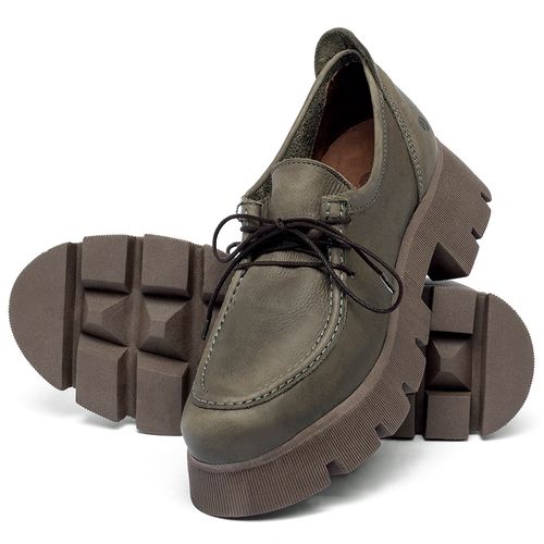 Mocassim Salto de 5 cm em Couro Musgo - Codigo - 152025