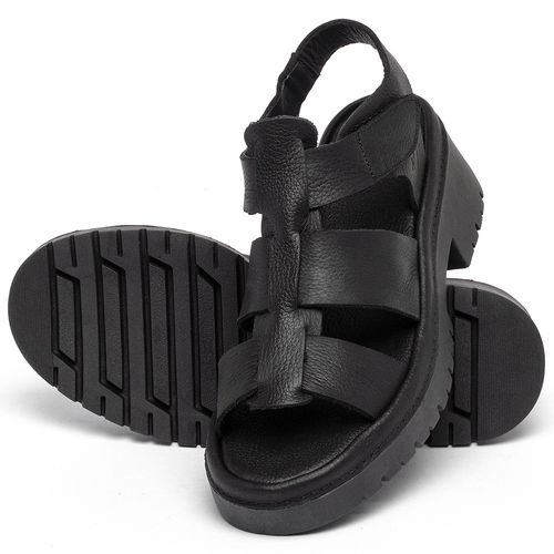 Sandália   Boho Salto de 2 cm em Couro Preto - Codigo - 153014