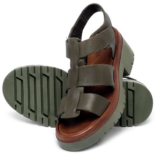 Sandália   Boho Salto de 2 cm em Couro Musgo - Codigo - 153014