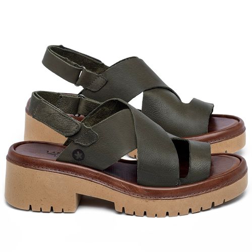 Sandália   Boho Salto de 5 cm em Couro Musgo - Codigo - 153047