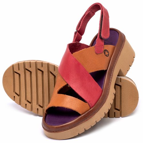 Sandália   Boho Salto de 5 cm em Couro Bicolor - Codigo - 153047