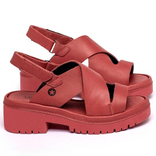 Sandália   Boho Salto de 5 cm em Couro Vermelho - Codigo - 153047
