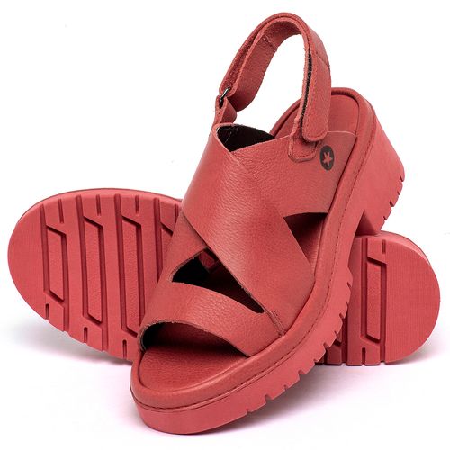 Sandália   Boho Salto de 5 cm em Couro Vermelho - Codigo - 153047