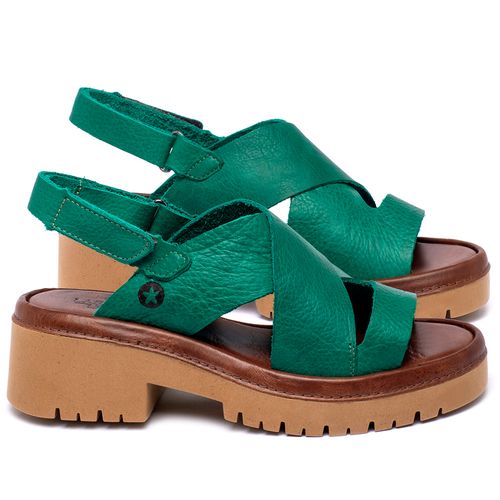 Sandália   Boho Salto de 5 cm em Couro Verde - Codigo - 153047