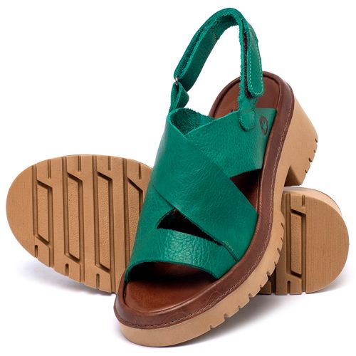 Sandália   Boho Salto de 5 cm em Couro Verde - Codigo - 153047