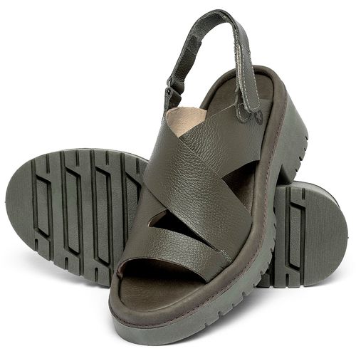 Sandália   Boho Salto de 5 cm em Couro Musgo - Codigo - 153047