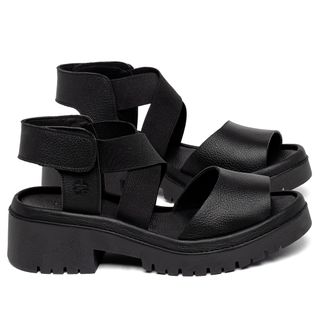 Sandália   Boho Salto de 5 cm em Couro Preto - Codigo - 153058
