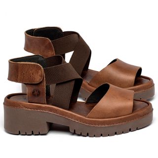 Sandália   Boho Salto de 5 cm em Couro Marrom - Codigo - 153058