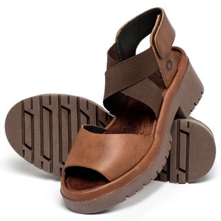 Sandália   Boho Salto de 5 cm em Couro Marrom - Codigo - 153058
