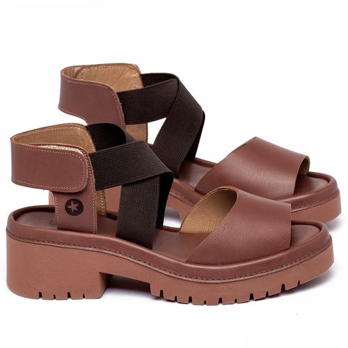Sandália   Boho Salto de 5 cm em Couro Terracota - Codigo - 153058