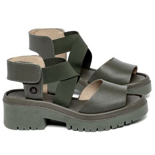 Sandália   Boho Salto de 5 cm em Couro Musgo - Codigo - 153058