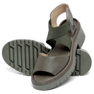 Sandália   Boho Salto de 5 cm em Couro Musgo - Codigo - 153058
