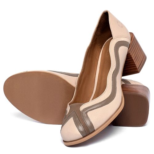 Scarpin   Bico Redondo Salto de 5 cm em Couro Nude - Codigo - 157048
