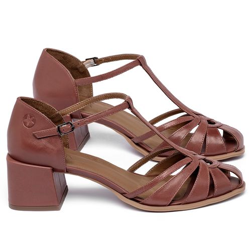 Sandália   Laranja Lima Shoes Classic Salto de 4 cm em Couro Terracota - Codigo - 3886