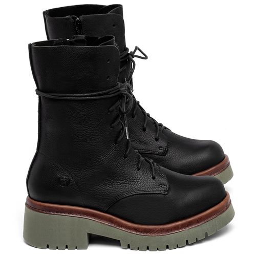 Bota   Cano Médio Salto de 4 cm em Couro Preto - Codigo - 153027