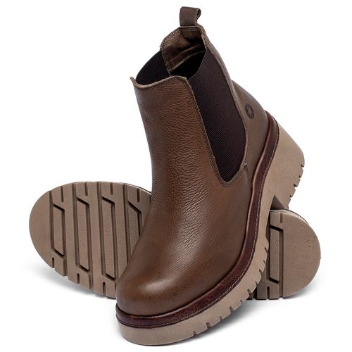 Bota   Cano Curto Salto de 4 cm em Couro Café - Codigo - 153029