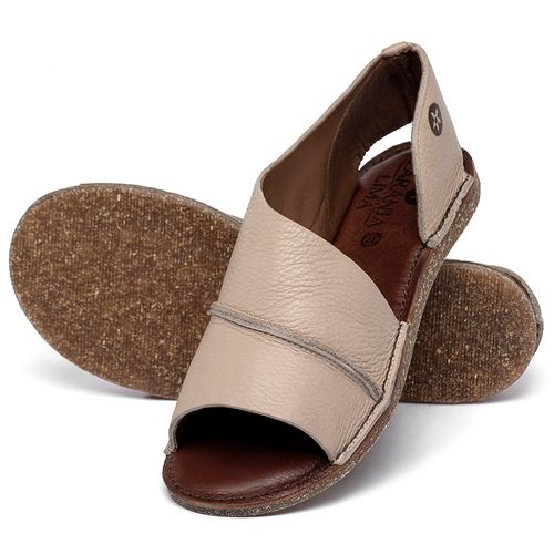 Sandália Rasteira   Flat em Couro Nude - Codigo - 156022