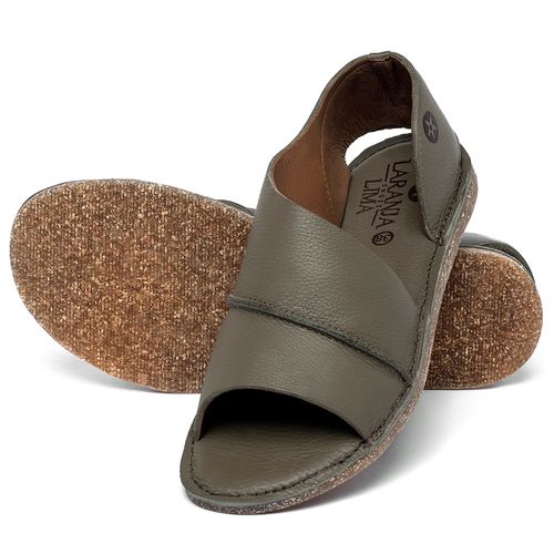 Sandália Rasteira   Flat em Couro Musgo - Codigo - 156022
