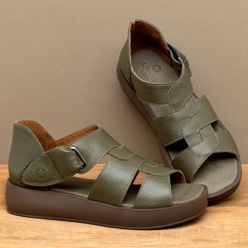 Laranja_Lima_Shoes_Sapatos_Femininos__-Sandalia---Boho-Salto-de-4-cm-em-Couro-Musgo---Codigo---3915_3