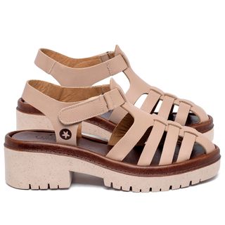 Sandália   Boho Salto de 5 cm em Couro Nude - Codigo - 153060