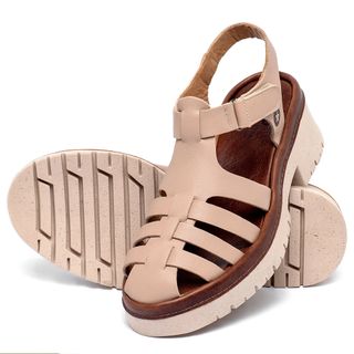 Sandália   Boho Salto de 5 cm em Couro Nude - Codigo - 153060