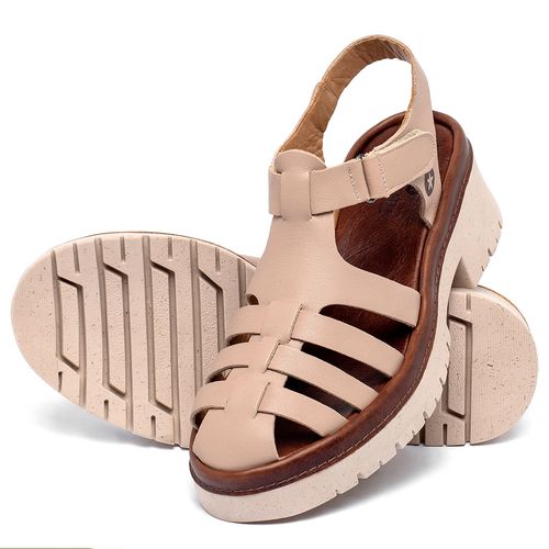 Sandália   Boho Salto de 5 cm em Couro Nude - Codigo - 153060