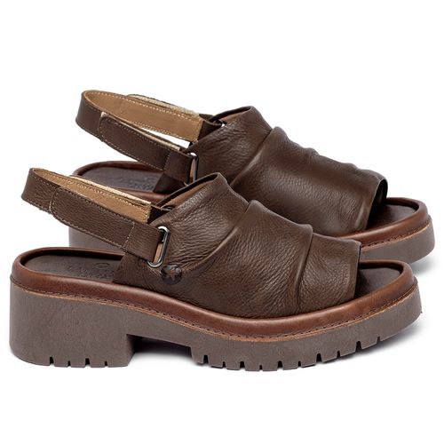 Sandália   Boho Salto de 5 cm em Couro Marrom - Codigo - 153035
