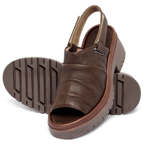 Sandália   Boho Salto de 5 cm em Couro Marrom - Codigo - 153035